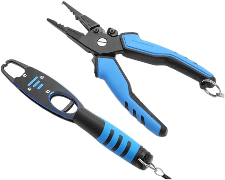 2pcs Multifunctional Fishing Pliers with Digital Scale and Fish Gripper, Aluminum Alloy Lure Pliers Set for Big Game Fishing, Integrated Hook Remover Line Cutter Tool