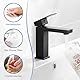 Wasserhahn Bad Schwarz Waschtischarmatur mit Pop-Up Ablaufgarnitur, Wasserhähne Eckig mit Höhe 164mm, Bad Armatur Mischbatterie Waschbeckenarmatur Einhebelmischer, G3/8