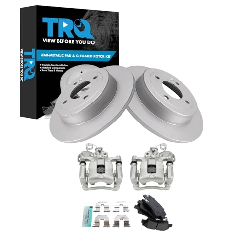 Image of TRQ Rear Brake Pad & Rotor Kit Premium G-Coated Semi-Metallic Compatible with 2012-2017 Kia Rio