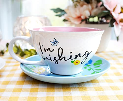 Disney Snow White And The Seven Dwarfs "I'm Wishing" Ceramic Teacup And Saucer | Tea Party Set For Coffee, Espresso, Mocha #TOP4