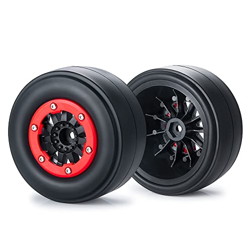 WEFEINO 2Pcs Rear 2.2/3.0' Drag Racing Wheel Tires for 1:10 22S No-prep Drag Racing RC Car Short Course Slash