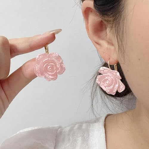Pendientes de flores estilo coreano y aros de rosas para mujer accesorios de moda 3