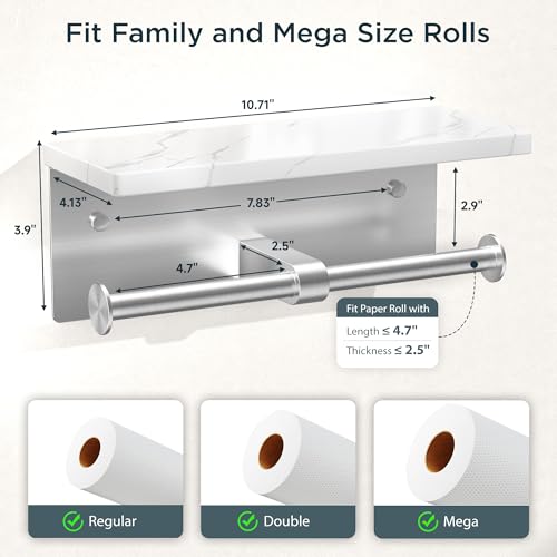 FORIOUS Double Marble Toilet Paper Holder with Phone Shelf $17.99 AC - image 8