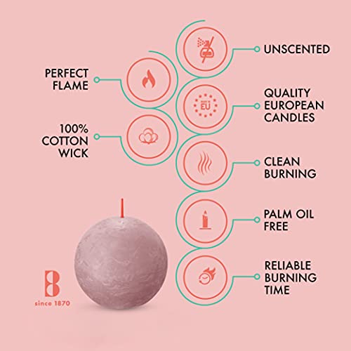 Bolsius 3 Pack Ash Rose Rustic Ball Pillar Candles - 3 Inch - Premium European Quality - Natural Eco-Friendly Plant-Based Wax - Unscented Dripless Smokeless 25 Hour Party Décor And Wedding Candles #TOP2