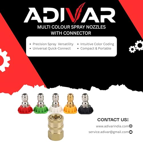 Image of AD-AC150 5-Piece 1 /4-Inch Quick Connect Universal Pressure Washer Degree Nozzle Tips (0, 15, 25, 40, 65) With 1 /4-Inch Quick Connector, 4500 PSI, Suitable for All High Pressure Car Washers