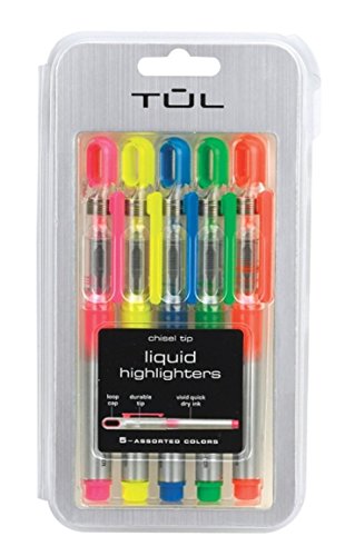 TUL Liquid Pocket Highlighters, Assorted 5/pk