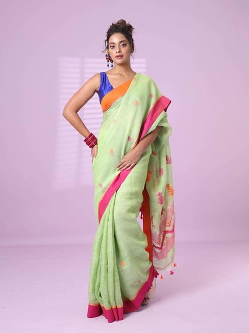 Image of SWORNOF Women's Pure Silk Saree With Blouse Piece