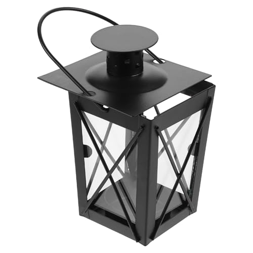 PRETYZOOM Farol de Vela Decorativo de Hierro Negro Estilo Vintage Forma de X Farol de Mesa Ornamental para Bodas y Decoración Hogareña para Ambiente Romántico