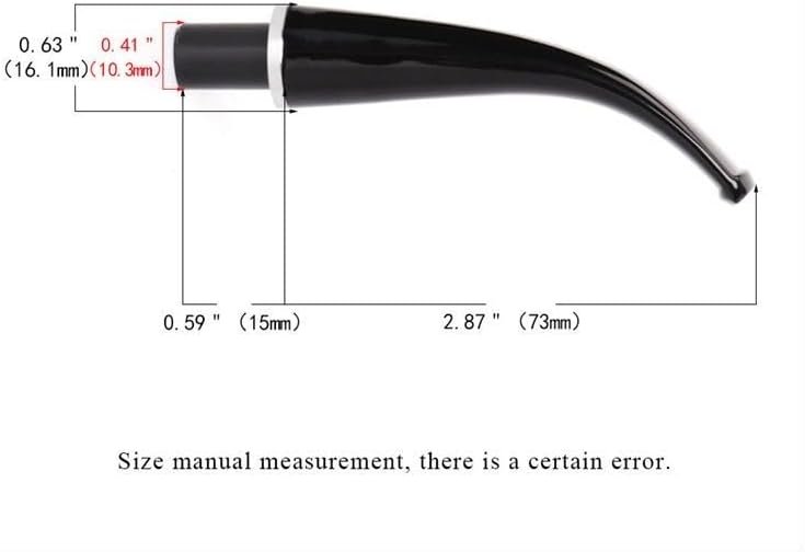 HEYSONG Tobacco Pipe Accessories Acrylic Stem Bent Tapered Style with Silver Decorative Ring Mouthpiece for DIY Fit 9mm Filters HSBE0110