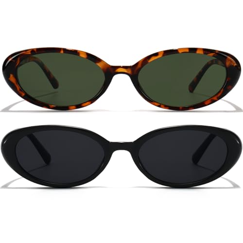 Oval Sunglasses for Women Men Fashion Small 90s Style Sun Glasses UV4003