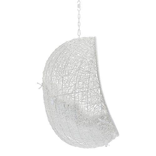 Modway Eei-3634-Whi-Whi Hide Wicker Rattan Sunbrella Fabric Outdoor Patio Swing Chair With Hanging Steel Chain White #TOP3