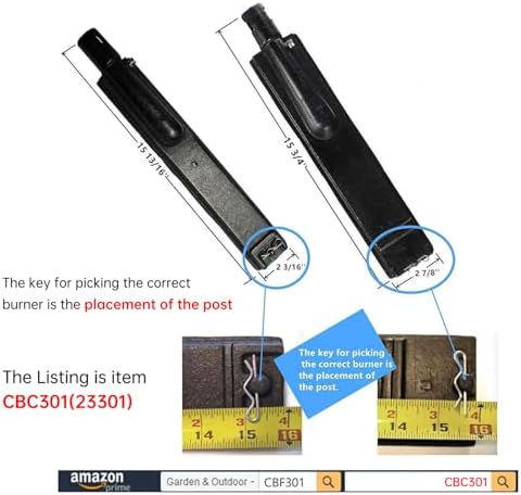 Hongso 15 3/4 inches Cast Iron Burner Gas Grill Replacement for Barbeques Galore (Turbo) 4-burner, Aussie, Bakers and Chefs, Charbroil, Nexgrill, Sam's, Sterling Forge Model Grills CBC301 4-Pk