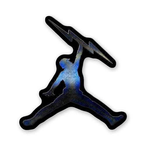 Image of Lineman Jumping Stickers Waterproof Vinyl Decal for Laptop Stickers, Hardhat Stickers for Men, Blue Collar Stickers for Toolboxes Size 4 inch