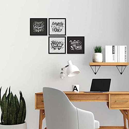 Image of ArtX Paper Motivational Quotes Good Things Wall Art Painting, Framed Paintings For Home Office Decor 20 X 20 inches (Combined), 10.0 X 10.0 each, Multicolor Posters With Frame, Set of 4