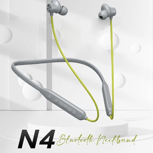 Image of Z2 Bluetooth Neckband Headphones, Black, 52 Hours Playtime, Wireless, Built-in Mic, Voice Assistant Bluetooth Headphone (Neon)