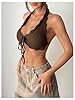 MakeMeChic Women's Crochet Tie Front Halter Tops O... #1