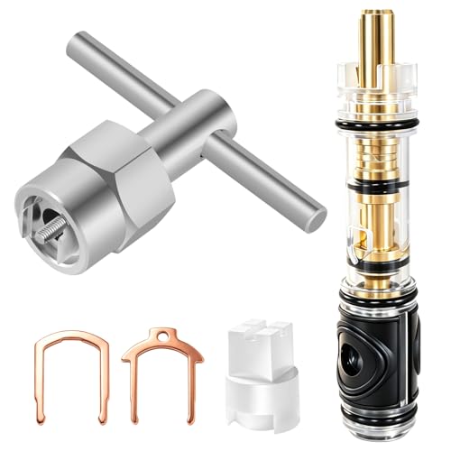 1 Pack Dual Seal Replacement Cartridge With 104421 Cartridge Removal Tool Compatible with Moen 1225 1225B One Handle Bathroom Faucet Cartridge for Single Handle Faucet/Showers Brass