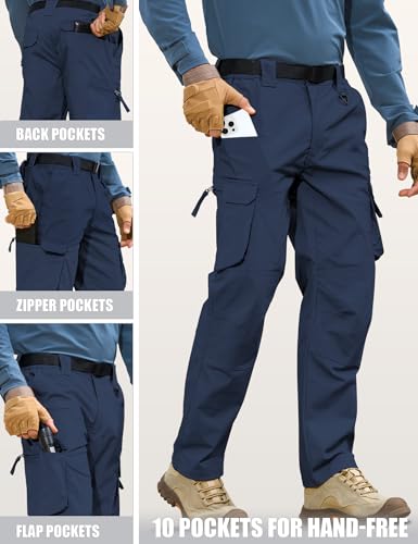 MOURCE Men's Tactical Pants Ripstop - Water-Resistant Lightweight Cargo Work Hiking Pants with 10 Pockets for Outdoor & EDC4