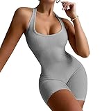 EOJN Women's One Piece Short,Catsuit Bodycon Sleeveless Tank,Jumpsuits Rompers Playsuit Gray