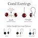 Sterling Silver 925 Natural Red Coral Handmade Round Stud Earrings for Women & Men - 9.8mm