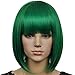 Produktbild ATAYOU® Damen Kurze Grüne Haarperücke Gerade Synthetische Bob Perücke mit Full Bang für Cosplay und Karneval Kostüm (Grün A)