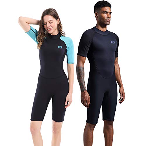 Dark Lightning Men's and Women's Shorty Wetsuit, 2mm Premium Neoprene Wet Suit to