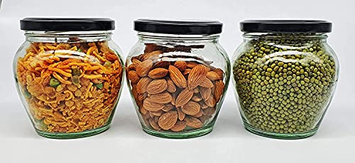 Image of Glass Storage Jar with Airtight Lid | Transparent Glass Container for Kitchen Use | Leak-Proof, BPA-Free Jar for Spices, Pickles, Dry Fruits & More (Pack of 6 Jar)