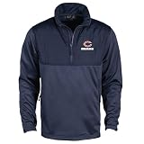 Dunbrooke Pathfinder Chicago Bears, Teflon coated 1/4 zip tech fleece with polyester shell and zippered pockets, Heather Navy, MD