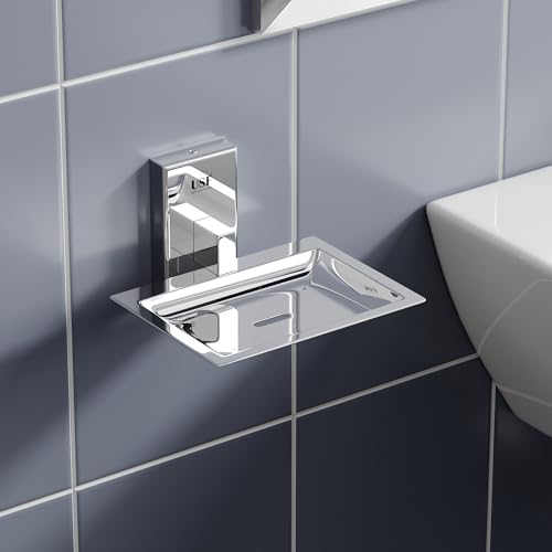 Image of USF 304 Grade Stainless Steel Single Soap Holder for Bathroom, Wall Mounted Soap Dish Stand for Wash Basin Area, Moisture Resistant Design, Chrome Finish, 25 Years Warranty, Pack of 1