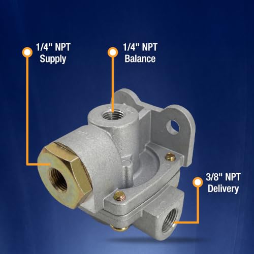 Image of TORQUE QR-1C Quick Release Valve for Heavy Duty Air Brake Systems, Replaces Bendix 289714 289714N, Haldex 289714X KN32041, Velvac 034012 34012, Mack 25175160 (TR289714)