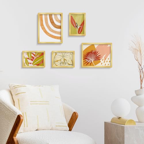 Image of LaVie Home 5 x 7 Picture Frame Gold Set of 10, Display 4x6 with Mat or 5 x 7 Without Mat Picture, Photo Frame Collage for Wall Gallery or Table Deco, Hanging or Tabletop Display