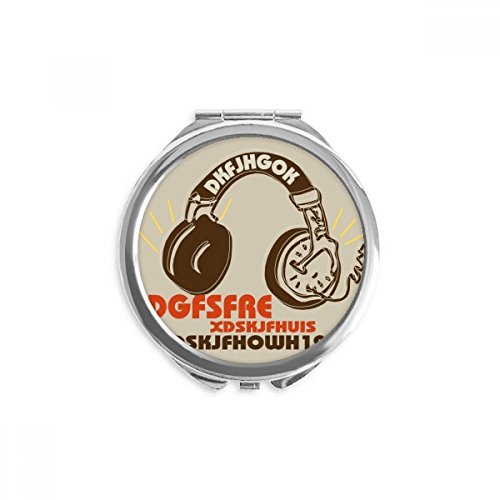 Miroir rond de poche au style musical marron multicolore