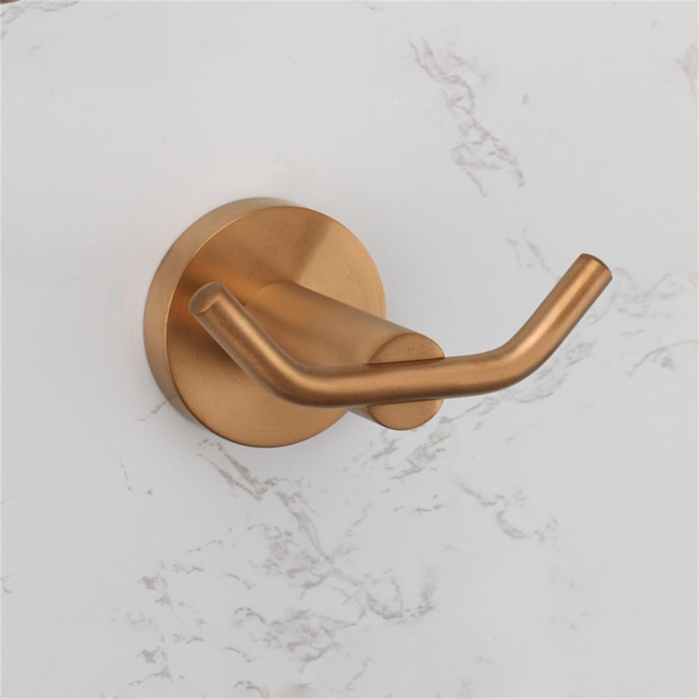 Accessori per il bagno Portasciugamani in acciaio inossidabile 304 in oro rosa Porta carta igienica Portasapone Portasciugamani Accessori per toilette, Doppio gancio RG