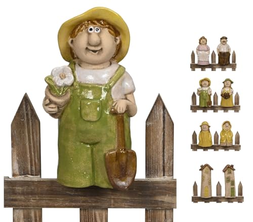 NETPROSHOP Zaunfigur Neue Familie und Turmhaus Küstenleben Zaunhocker Steingut Höhe ca. 15-18 cm Farbe:Thomas