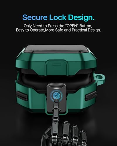 Image of Meyaar Safety Lock Case for Samsung Galaxy Buds 4 Pro /for Galaxy Buds 4 Case (2026) [Compatible with MagSafe] with Cleaning Kit & Keychain, (Green)