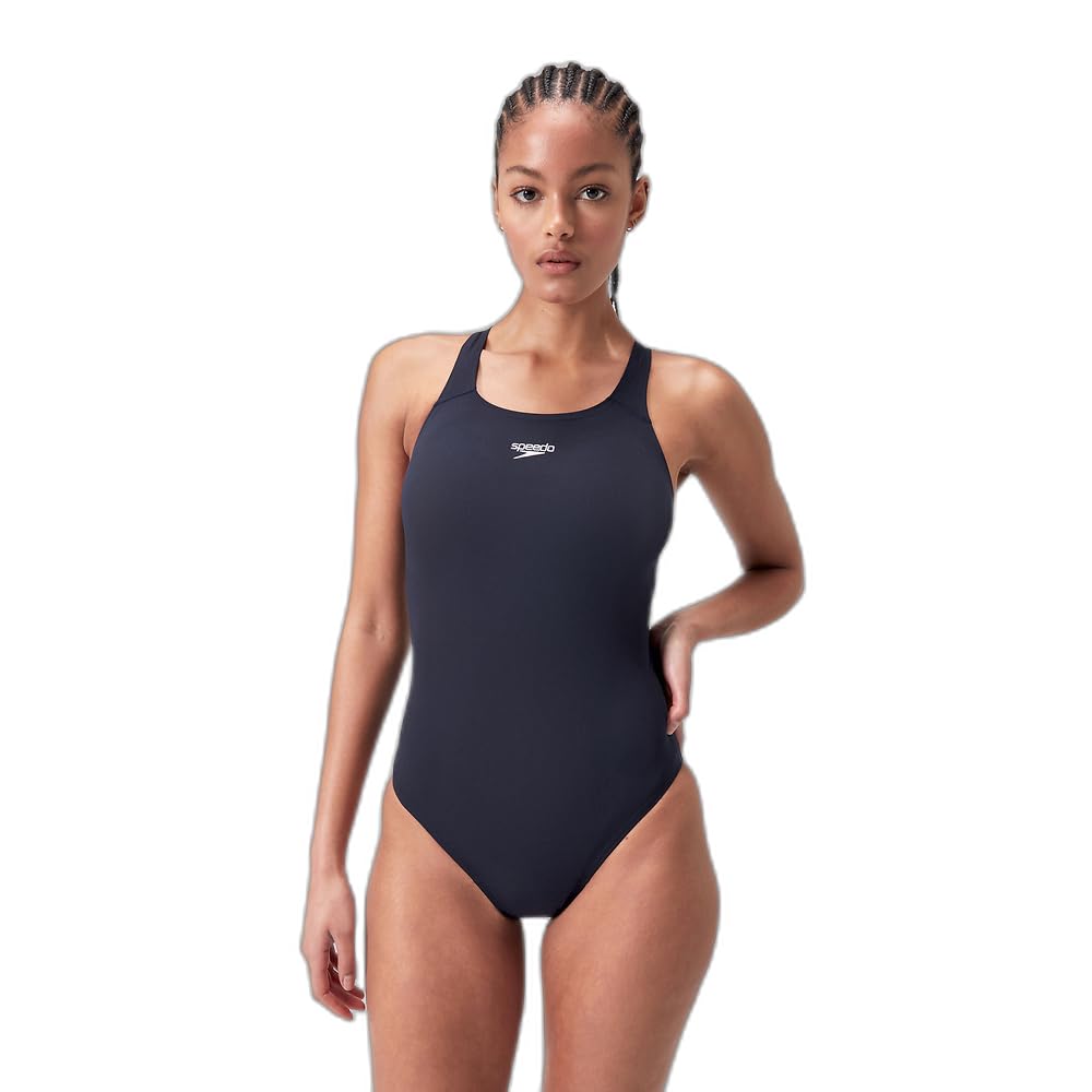 Speedo Women's Eco Endurance+ Medalist | Athletic Fit | Clasic Design| Recycled Fabric | Chlorine Resistant | Extra Flexibility, True Navy, 4242