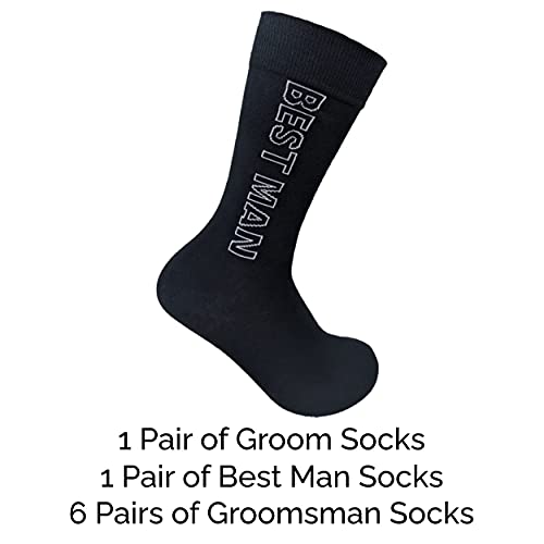 Groomsmen Socks, Set Of 8. Includes Groom Socks, Best Man Socks And 6 Groomsmen Socks. Men Wedding Dress Socks, Perfect For Groomsmen Proposal. #TOP4