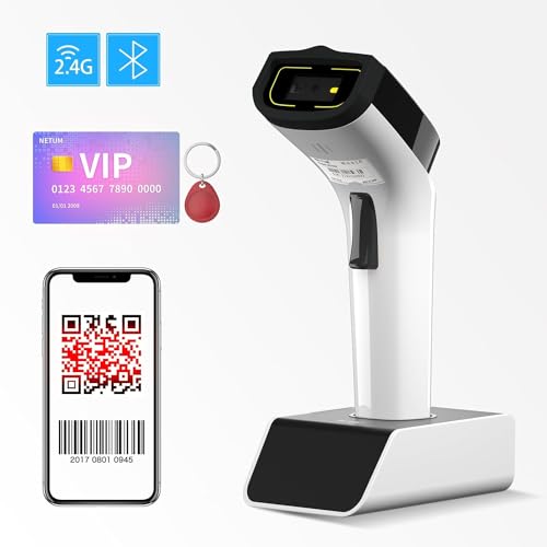 NETUM Imagem híbrida sem fio RFID, leitor de etiquetas NFC HF RFID e varredura de código de barras Q