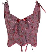 Korsett Damen Bauchweg Corset mit Schnürung Sexy Öse Spitze Blumendruck Unterbrust Vollbrust Ober...