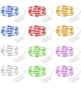 Brightown 12 Pack Multi Color Led Fairy Lights Battery Operated String Lights Waterproof Silver W...