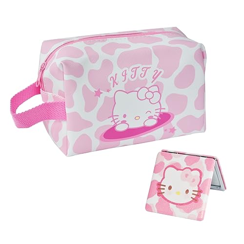 ENENSET Kitty - Borsa cosmetica da viaggio, grande capacità, con cerniera, in poliuretano, organizer per accessori per il trucco, pieghevole, per ragazze