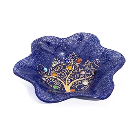 Sospiri Venezia Tidy Tray Ornament Plate Bowl Tree of Life Murano Glass Decorated with Murrines and Gold Leaf Gift Handmade Made in Italy (13x13) Cover