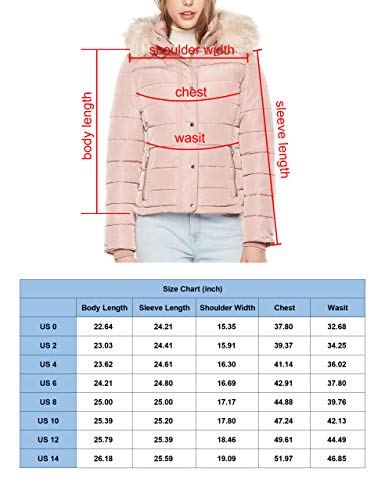 Royal Matrix Women's Hooded Puffer Coat Short Quilted Jacket Full Zip Warm Winter Thickened Coat, Regular & Petite Size(Red, 2