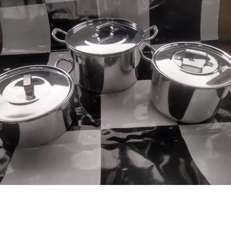 Kit para Feijoada Alumínio 3 Peças com Tampas – Panelas Industriais Nº23 Nº25 Nº27 | Caçarolas Reforçadas 3mm para Restaurantes e Cozinha Doméstica