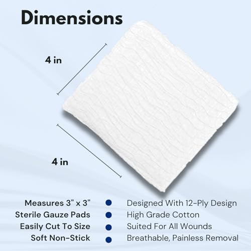 image for Dealmed 4’’ x 4’’ Sterile Gauze Pads (100 Count) Disposable an