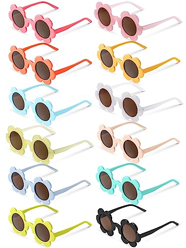 Image of Kanayu Summer Flower Sunglasses for Women 5.71 Inch Round UV Protection Adults Daisy Sunglasses Decor for Beach Party Gift