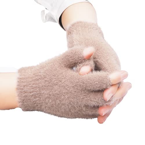 Women/Ladies/Girl's (Fingure Cut) Soft & Cozy Premium Winter Warm Hand Gloves Beige Color fit for 12 Years & Above - Pack of 1 Pair-image-44