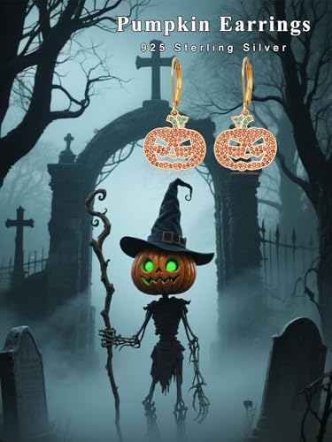 925 Sterling Silver Halloween Earrings for Women Cat Spider Bat Pumpkin Skeleton Skull Ghost Earrings Gothic Halloween Jewelry Gifts2