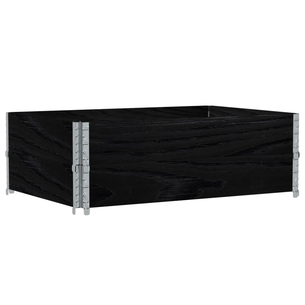 Jardinera negra de 120 x 80 cm de madera maciza de pino para balcón, jardín, terraza e interior y exterior, uso robusto y resistente a las heladas con esquinas galvanizadas plegables