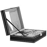 SPRINGOS Cassetta per orologi 33 x 20 x 9 cm, scatola portagioie in ecopelle, 8 orologi, scatola per orologi
